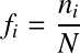 Équation en notation Latex : f_i = \frac {n_i}{N}